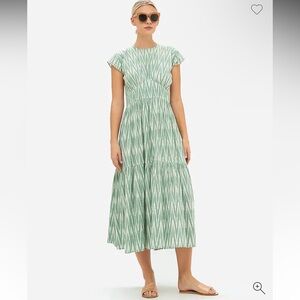 Oliphant Green Tashkent Midi Cap Sleeve Dress